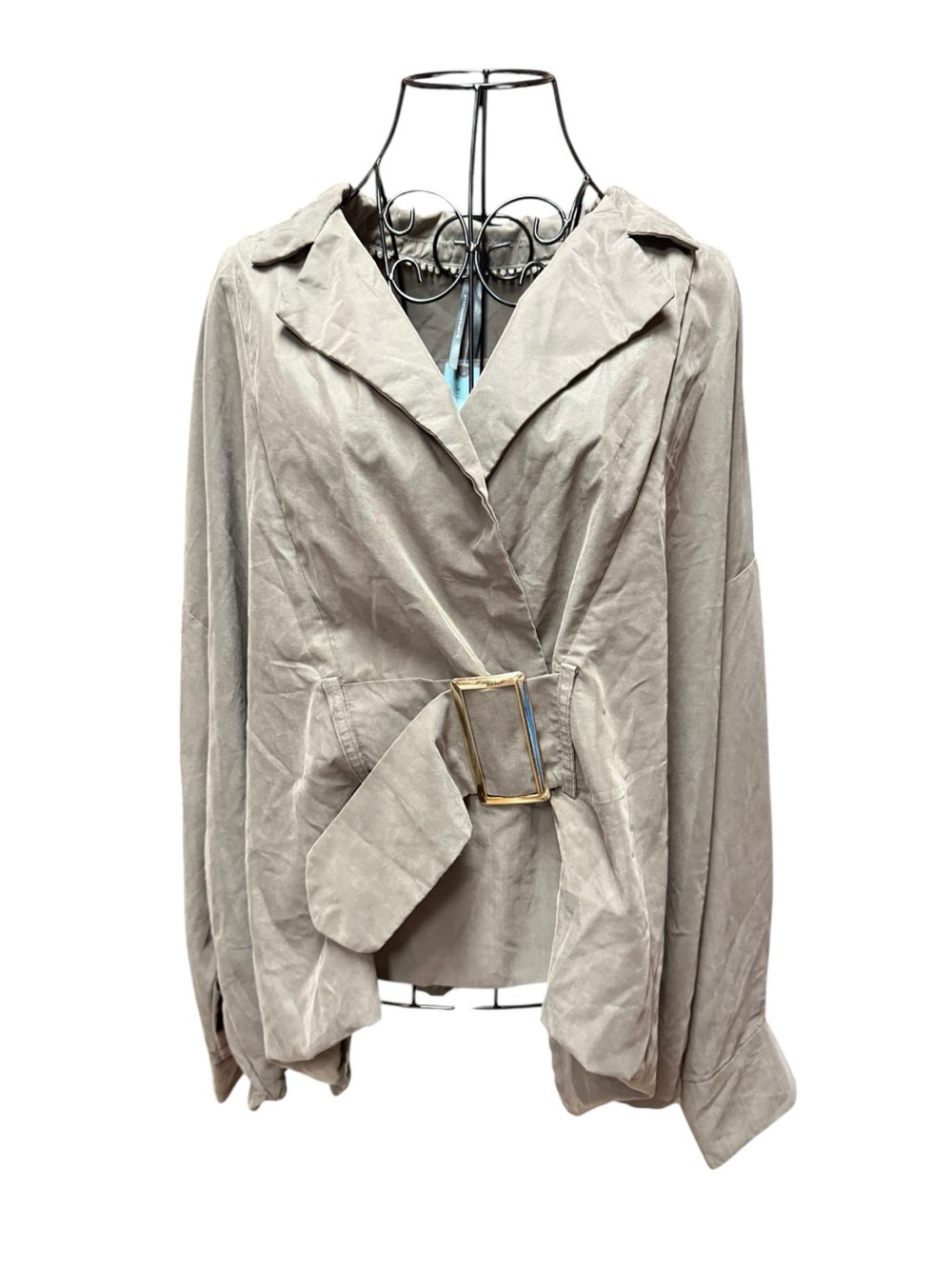 NWT Anthropologie Plus Taupe Belted Wrap Belted Top 1X